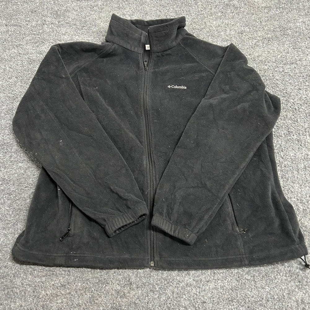 Columbia Fleece Jacket Womens Size 2X Black Full Zip Mock Neck Outdoor Soft Coat